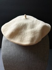 Vintage Womens Wool Cap Hat Beige Beanie Beret Unisex Tam City Mod Outdoor Retro
