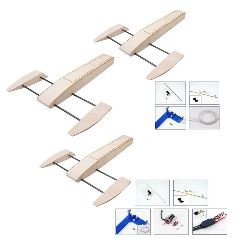 495mm RC Speed Boat Outrigger Wood Shrimp Model Radio Remote Control Unassembled - Image 2 of 4