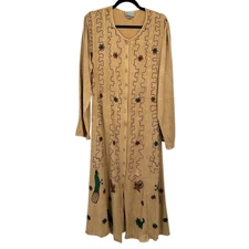 Raiment Fashions Art to Wear Maxi Dress M Boho Embroidered Folk Cottagecore