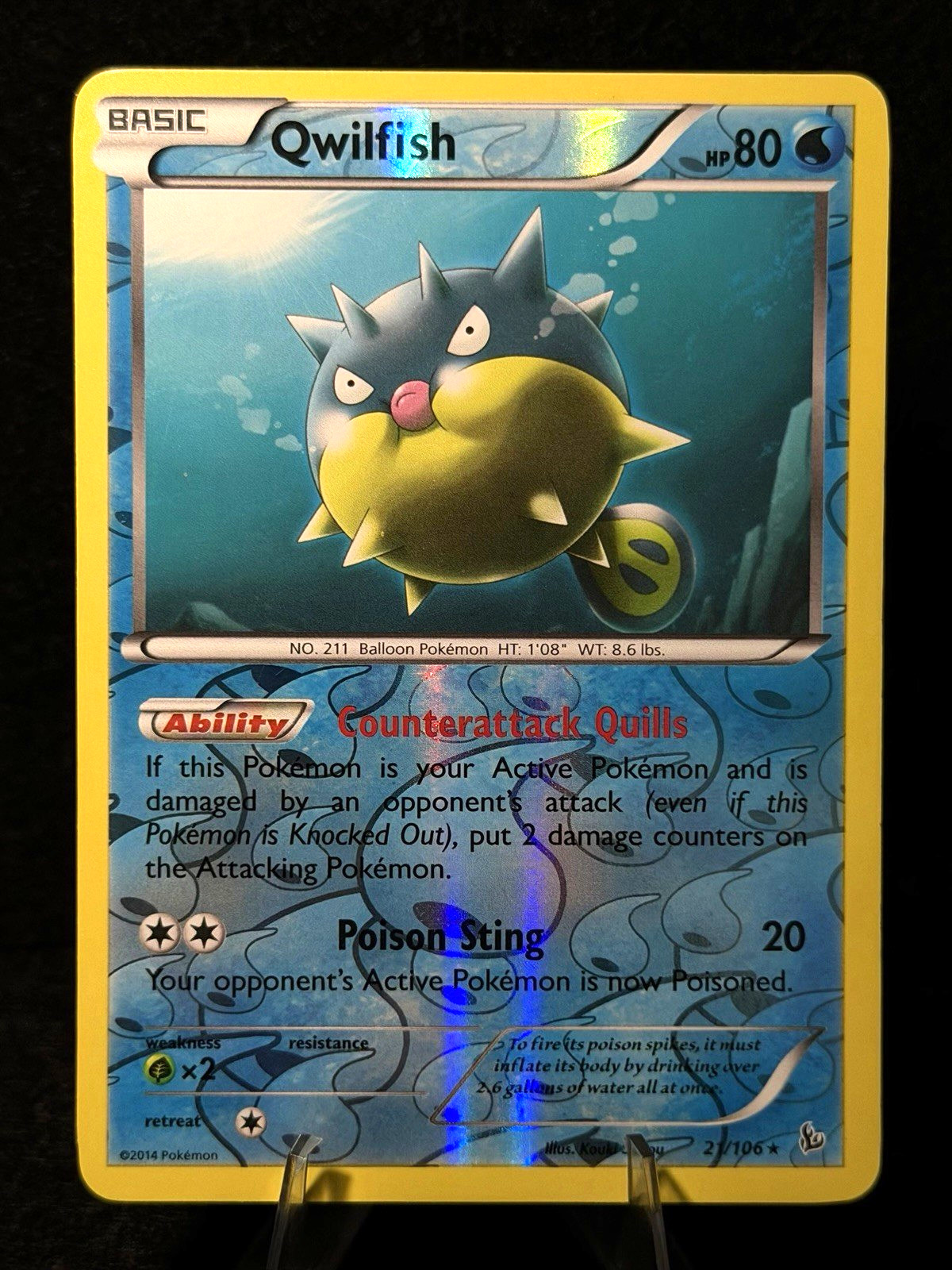 Pokemon TCG Qwilfish 21/106 Flashfire Reverse Holo NM