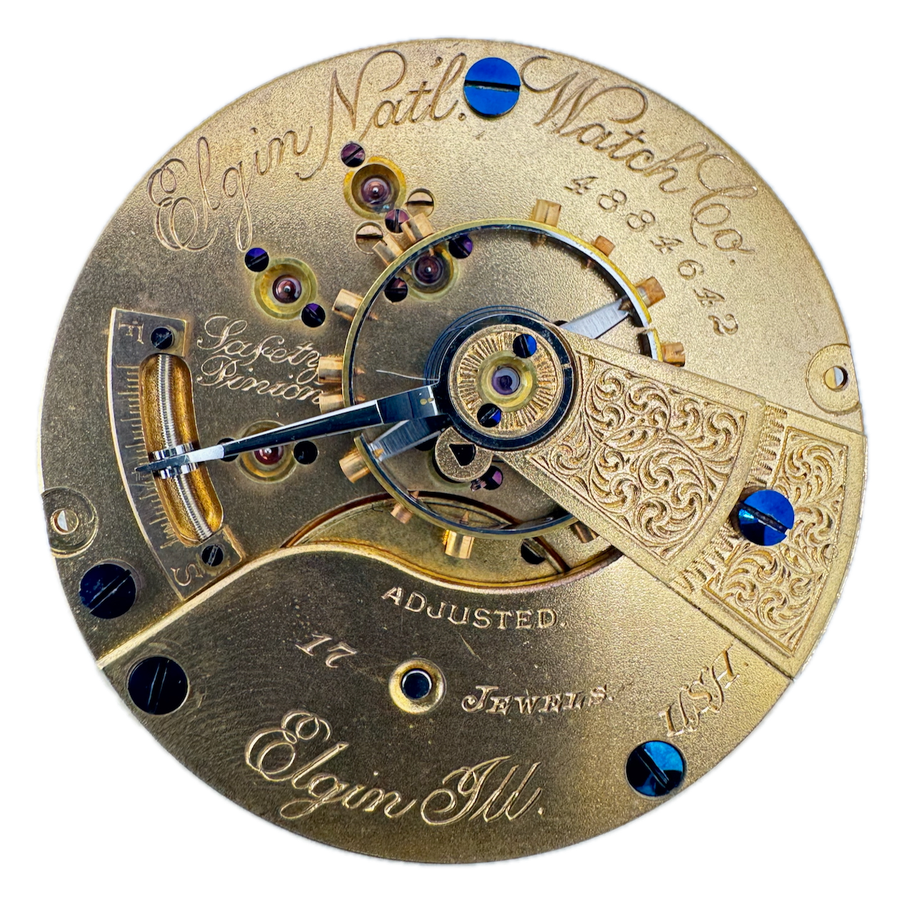 Antique 18s 1893 Elgin Multicolor 17 Jewel Pocket Watch Movement 123 USA