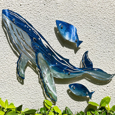 Coastal Wall Art Whale Metal Wall Sculptures, Ocean Beach Themed Metal Hanging H