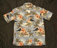 Hawaiian Shirt by Next Men's Medium M Regular Short Sleeved Flowers & Toucans