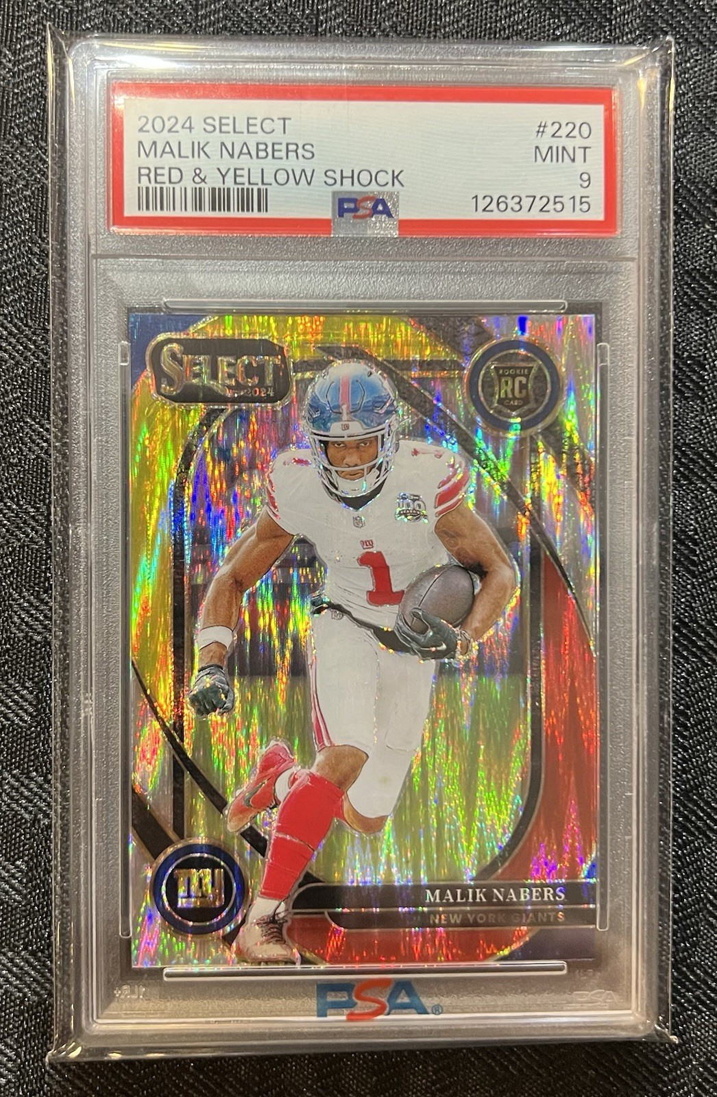 2024 Select Club Level Red & Yellow Shock #220 Malik Nabers RC PSA 9