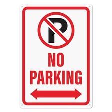 No Parking Sign with Double Arrow, 10" x 7" Reflective Aluminum No Parking