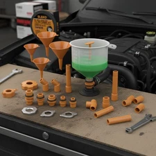 19-Piece Engine Oil Funnel Set No-Spill Coolant Funnel Set Flexible Extensions