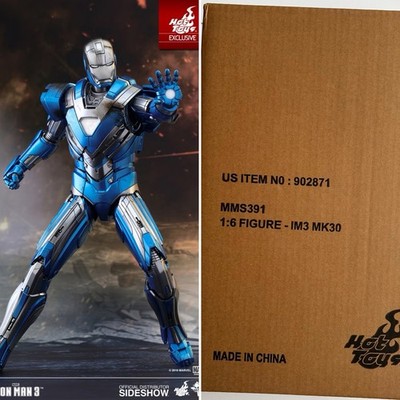 HOT TOYS IRON MAN 3 BLUE STEEL  Mark XXX 30 1/6 Figure BRAND NEW Sealed MMS391