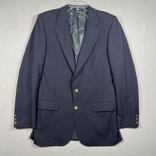 VINTAGE Burberry Sport Coat Men Blue Blazer Navy Wool Jacket Gold Buttons 90s
