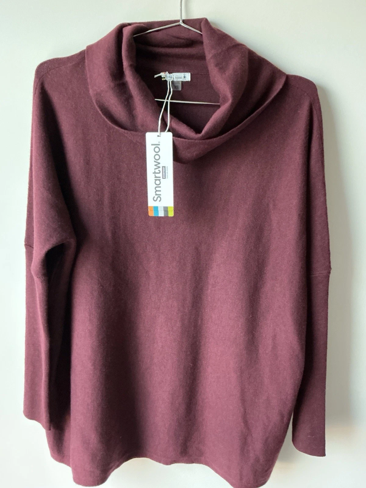 Smartwool Edgewood Poncho Sweater Women's XS Sweater Black Cherry Heather NWT