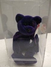 Ty Beanie Baby Princess Diana Bear 1997-Purple Rose-Swing Tag-Excellent w/Displa