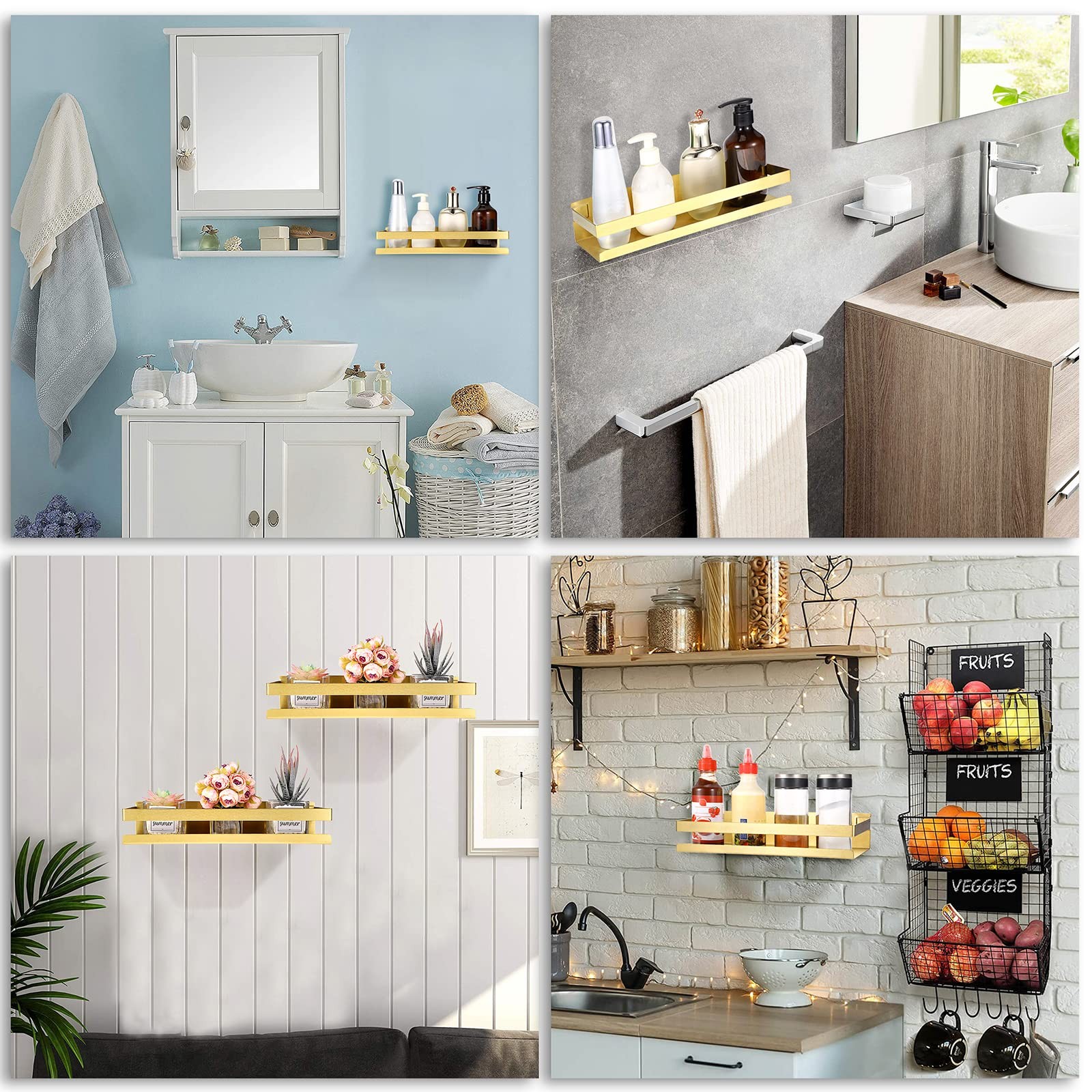 12 Inch Gold Shower Shelf Stainless Steel Shower Caddy Bathroom Shower Rack S...