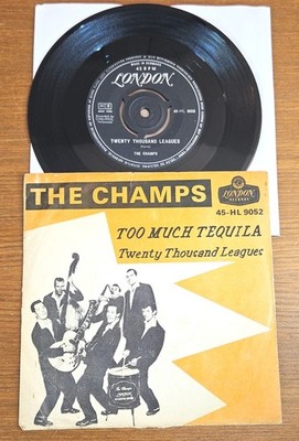 THE CHAMPS ''Too Much Tequila'' Denmark 60s LONDON 45-HL 9052 Rock 'n' Roll PS 45