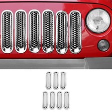 Chrome Front Mesh Grille Grill Inserts for 2007-2018 Jeep Wrangler JK