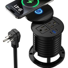 3 Inch Desk Power Grommet with 10W Wireless Charger, 20W USB Fast Charging St...