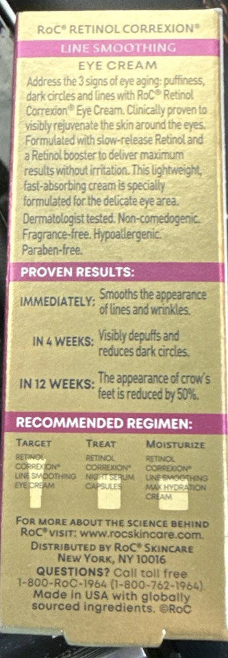 Crema suavizante antienvejecimiento para ojos RoC Retinol Correxion Line - 0,5 fl oz (15 ml) 2 paquetes Foto 3 de 4