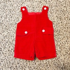 Vintage Handmade Baby Boy Red Velveteen Jon Jon Romper Christmas Holiday