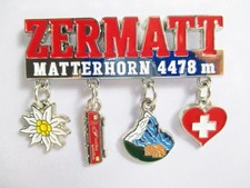 Zermatt Cervino Calamita Metallo Souvenir Svizzera 4 Charms 4478 mtr.