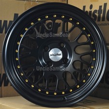 16x9 4x100 15 Offset Whistler Sk1 Satin Black Gold Rivet Mesh Spoke 4 Wheels Set 16x9 4x100 15 Offset Whistler Sk1 Satin Black Gold Rivet Mesh Spoke 4 Wheels Set
