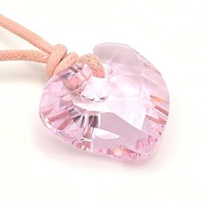 Swarovski Pink Crystal Heart Pendant Necklace Adjustable Cord 0685706 Austria