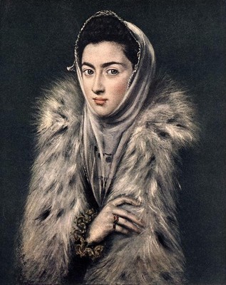 El_Greco_Lady_with_a_Fur_1577_80 A1-A4 Poster Kunst Malerei Meister Fine Classic W