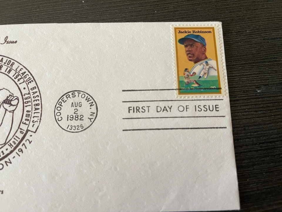FIRST DAY OF ISSUE POSTAGE STAMP - Jackie Robinson-‘82 Postmarked Cooperstown NY - Image 3 of 4