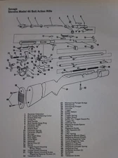 Savage Stevens Rifle Gun Picture Info Page Diagram Sheet Original Vintage  