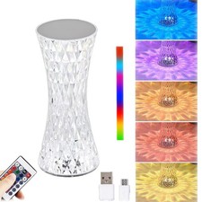Touch Control Crystal Table Lamp,16 Color Changing Diamond Bedside Lamp,USB C...