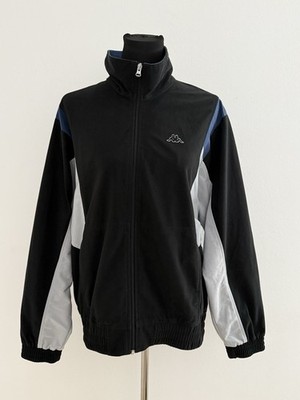 Kappa Vintage Trainingsjacke Schwarz Grau Blau Größe M 90s Track Jacket Y2K