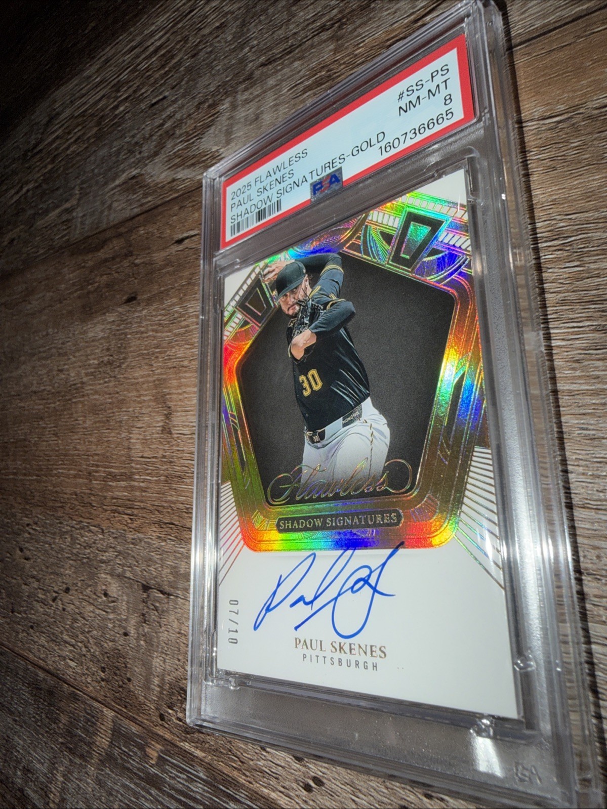 2025 Flawless Paul Skenes Autograph Numbered /10 Shadow Signature PSA 8 view 2