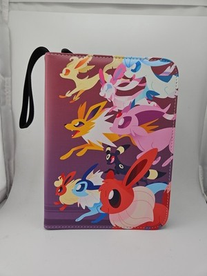 Pokemon Card Binder With 50 Sleeves  Zip Closure Wrist Band For Easy Carry NEW