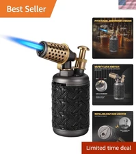Butane Torch Lighter, Adjustable Refillable Torch Lighters with Safety Lock, ...