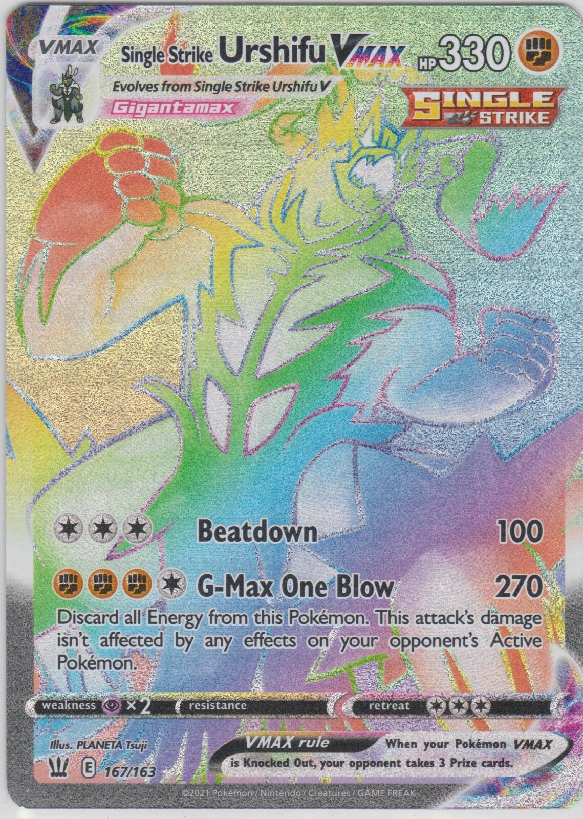 Pokemon TCG SS Battle Styles 167/163 Single Strike Urshifu VMAX Secret Rare Card