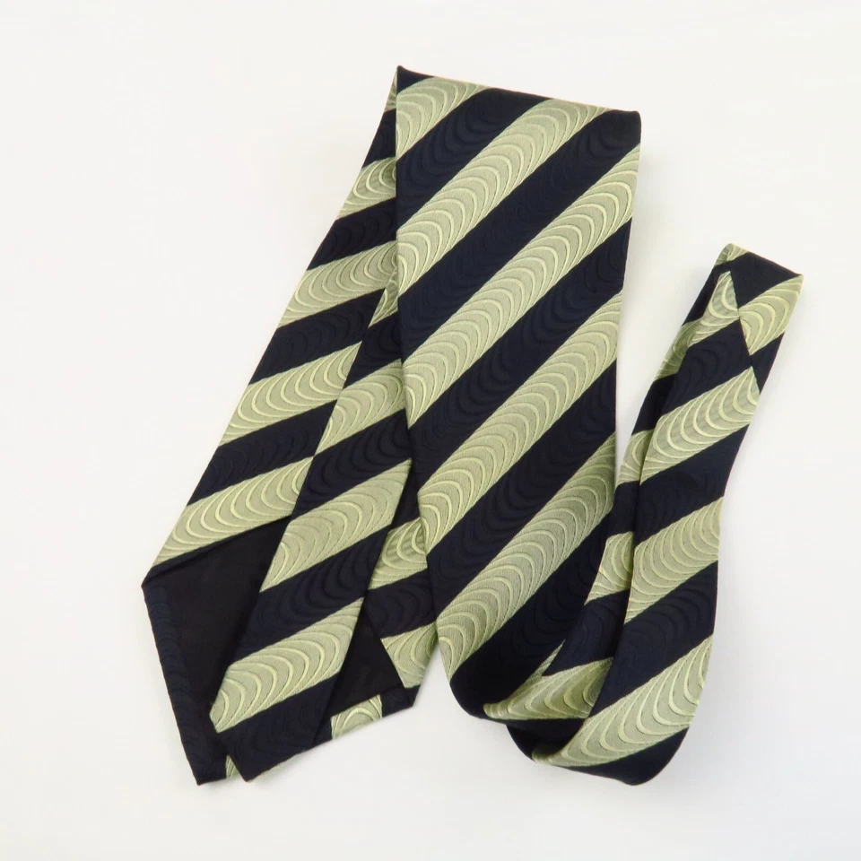 Bergamo Nueva York Negro Dorado Rayas Diagonales Vieira Tejido Hecho a Mano 59"x4" Foto 4 de 4