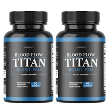 Blood Flow Titan Boost Pro Mens Blood Flow Supplement - 2 Bottles