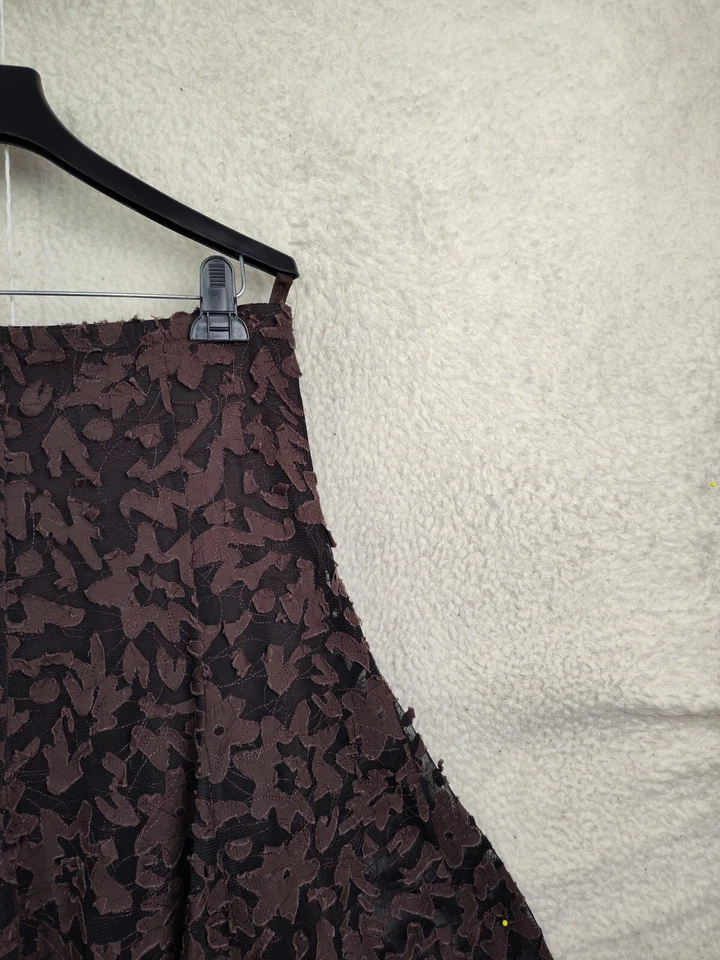 Coldwater Creek Women Skirt Extra Small Petite Brown Cotton Blend Boho Floral - Image 3 of 4