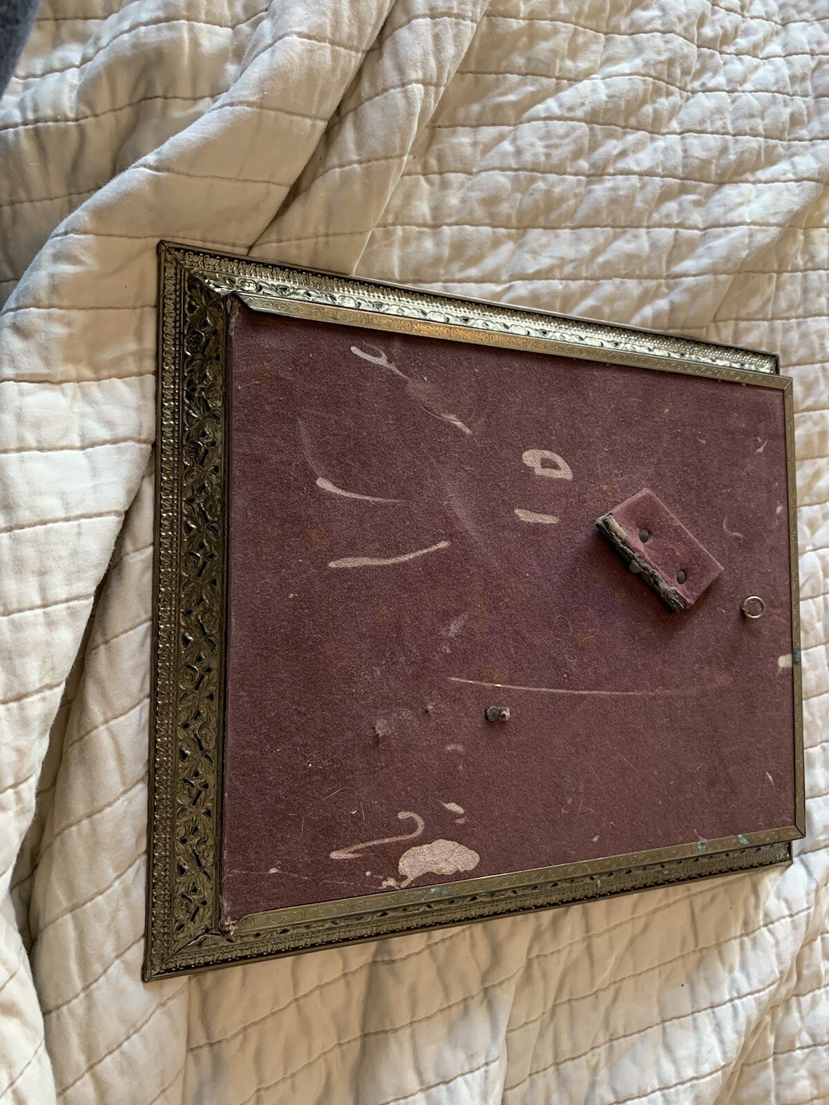 Antique Brass 8x10 Picture Frame With Intricate Metal Work And Rich