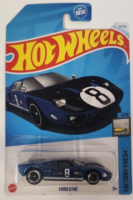 2024 Hot Wheels Ford GT40 Factory Fresh Goodyear Tires Autolite Blue Metallic 