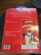 Snowman plastic Hanging Wall Poster USA WOOLWORTH'S amscan inc. 66”x35” NEW! Vtg