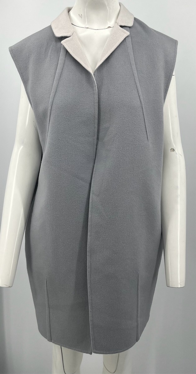Andre Maurice Cashmere Gray Collared Mid-Length Vest sz 42