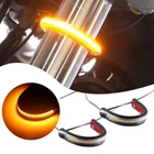 Super Bright Amber LED Fork Turn Signal Lights Strip For Motorcycle-Universal