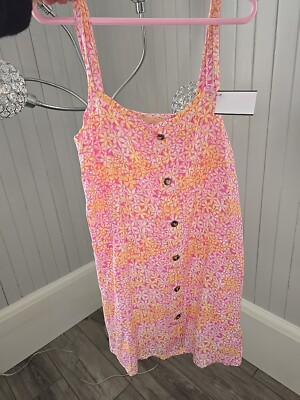 Summer Tank Style Girls Dress With Bottons Double Straps Light Flowers Fun