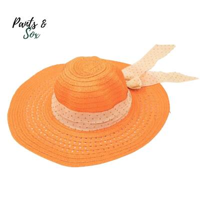 Women's Ultra Wide Brim Orange Hats Floppy Foldable Straw Summer