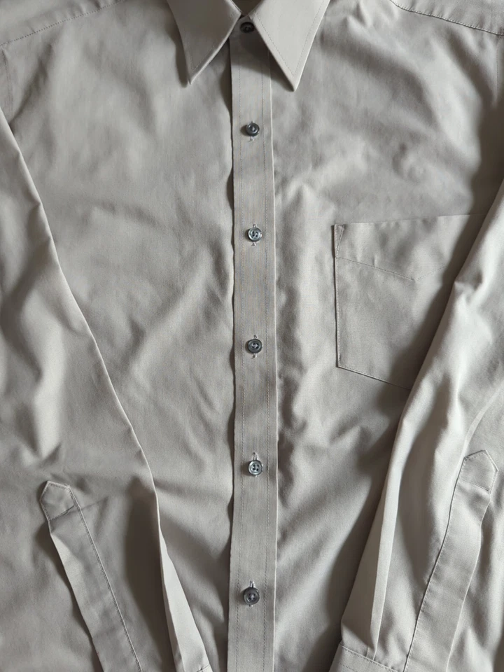 Camisa de vestir gris abotonada manga larga Town Craft para hombre talla 15 1/2 34/35  Foto 4 de 4