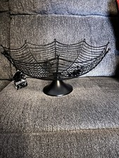 Halloween Creepy Spider Web Wire Bowl Black NWT HomeGoods Large