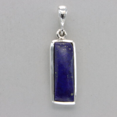 925 Sterling Silver - Blue Square / Rectangle Lapis Lazuli Pendant - Pendentif 2