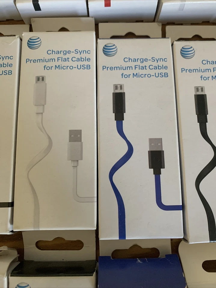 Lote de (21) cables de sincronización de carga At&T para micro USB al por mayor Foto 2 de 3