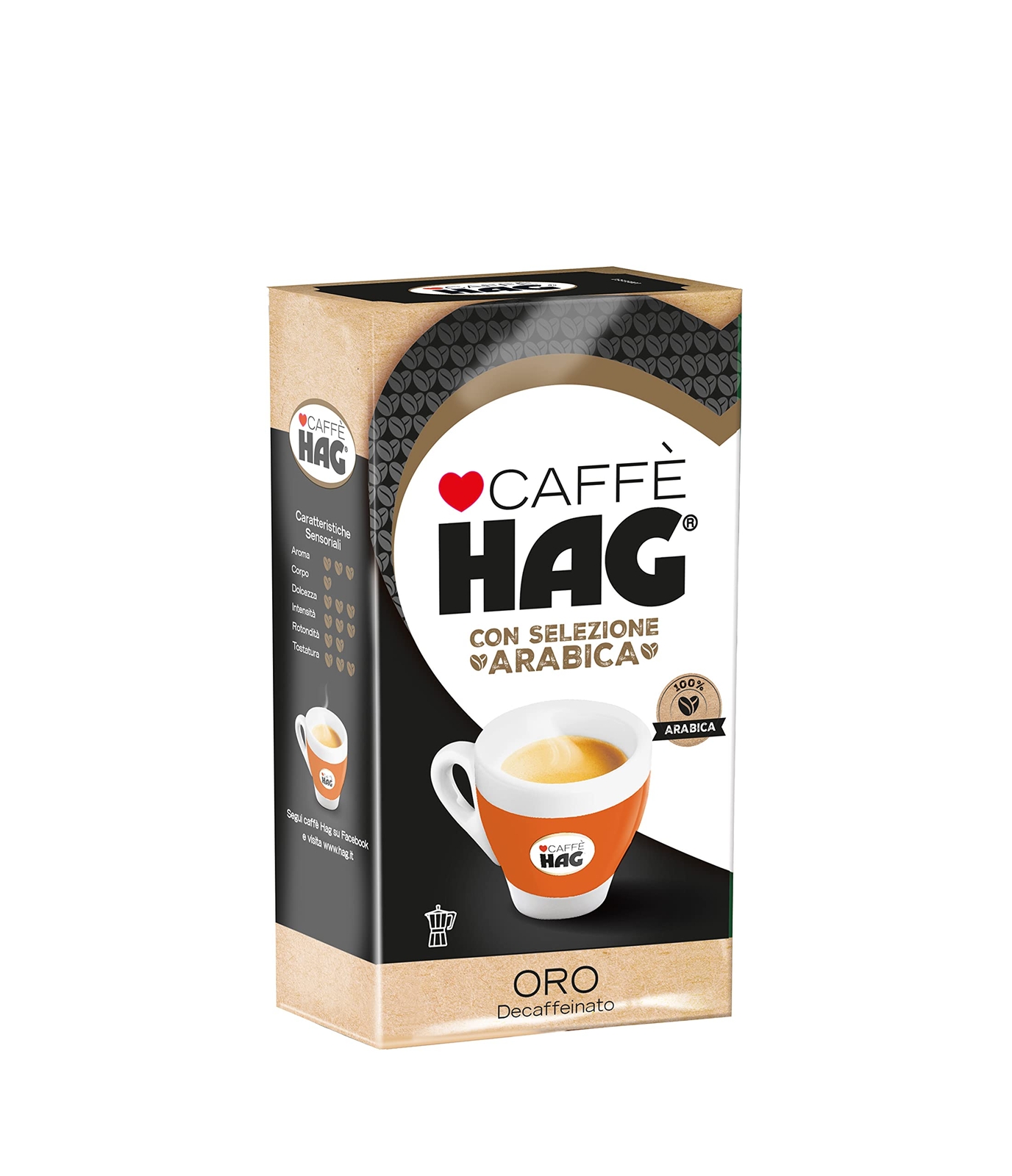 Hag - Caffè Macinato Decaffeinato Gusto Oro - Miscela per Macchina Caffè Espress