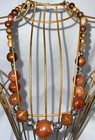 Graduated Chunky Carnelian Beaded Necklace 24” Silver & Wood Beads Gorgeous — photo 5