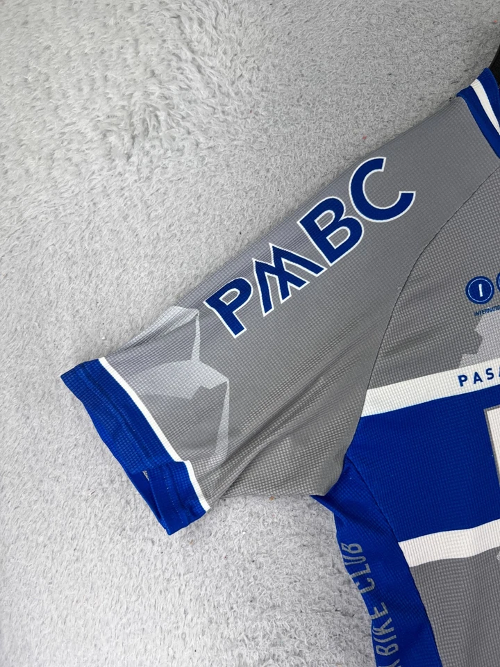 Camiseta deportiva de ciclismo Voler adulto grande gris azul PMBC Pasadena MTB Club 1/2 cremallera LEER Foto 3 de 4