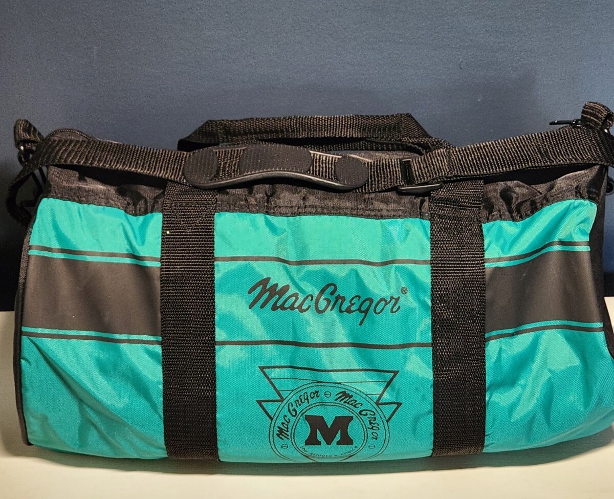 Vintage 80s MacGregor Green Nylon Gym Duffle Bag Sportswear